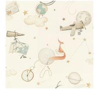 Clouds & Stars Wallpaper Nursery Kids Bedroom White Aeroplane Feature Wall