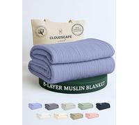 CLOUDSCAPE 8 Layer Muslin Blanket for Adults, 100% Cotton Gauze Layering Blanket King Size, 92"x108" Fits Upto Cal King Bed - Heavy Weight, Breathable, All Season, Summer Soft Bedding- Lavender Blue