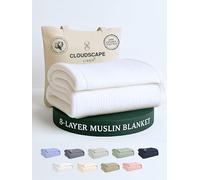 CLOUDSCAPE 8 Layer Muslin Blanket for Adults, 100% Cotton Gauze Layering Summer Blanket King Size, 92"x108" Fits Upto Cal King Bed - Heavy Weight, Breathable, All Season Soft Bedding - White