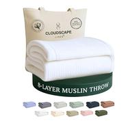 CLOUDSCAPE 8 Layer Muslin Blanket for Adults - 100% Cotton Muslin Throw Blanket - 50" x 70" Oversized Gauze Throw for Sofa, Couch- Soft Lightweight Breathable Summer Throws for Gifting - White