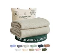 CLOUDSCAPE 8 Layer Muslin Blanket for Adults, 100% Cotton Queen Size Blankets for Bed, 92" x 92" Fits Upto Full Bed, Soft, Lightweight Breathable Summer Blanket Queen Size for All Season - Fog