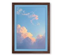 Cloudscape at Golden Hour Minimalist Framed Wall Art Print A4 (29.7×21cm) Walnut, Wall Decor for Living Room, Bedroom, Office & Home, Ready to Hang, Art Gift