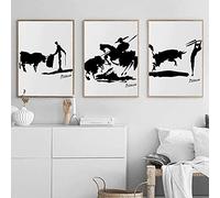 CloudShang Abstract Picasso Human and Bull Silhouette Poster Spain Bullfight Prints Black White Bullfight Wall Art Famous Painting Living Room Study wall Decor J06090