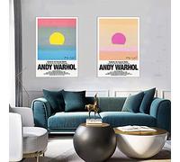 CloudShang Andy Warhol Painting Colorful Butterfly Sunset Poster Pop art Vintage Exhibition Landscape Wall Prints Gallery Living Room Decor Canvas G26044