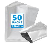 Cloudslucky Mylar Bags 1Gallon 50PCS 14"X10" 10Mil Thick for Food Storage with Oxygen Absorbers&Labels Heat seal Food Grade&Long Term,Food Grade Resealable Stand-Up Bags