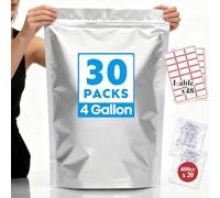 Cloudslucky Mylar Bags 3Gallon 30PCS 14"X20" for Food Storage with Oxygen Absorbers&Labels,10Mil Thick Resealable Zipper&Heat Sealable Stand Up Bags for Long Term Food Storage,Dried Food,BPA Free