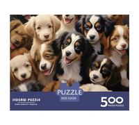 cloudssstore 500 Pieces Border Collie Thickened Wooden Jigsaw Puzzle for Adults Funny Intellectual Decor Educational Toy Stress Reliever Relaxation Intelligence Toy (52x38)