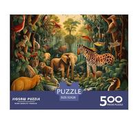 cloudssstore 500 Pieces Jungle Animals Jigsaw Puzzle Wooden Puzzle for Adults Funny Stress Reliever Educational Game Intellectual Play Home Decor Challenge Educational Puzzle 500 Pieces (52 Pieces)