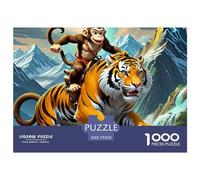 cloudssstore Tigers and Monkeys Thickened wooden Jigsaw Puzzle 1000 Pieces Adults Fun Toy Intellectual Game Stress Relief Toy Decoration Education Game Relaxation and Intelligence 1000pcs (75x50cm)