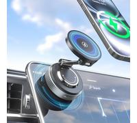 CloudValley 15W Magnetic Wireless Car Charger Mount, Nano Gel Vacuum Suction Cup Phone Holder for Dashboard & Windshield, Foldable 360° Adjustable Cell Phone Charging Stand Compatible with MagSafe
