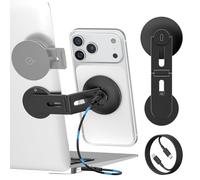 CloudValley 15W Wireless Charger Phone Holder for Laptop, [Foldable Hidden] Magnetic Phone Mount for iPhone 17/16/15/14/13/12 & All Phones, Compatible with Magsafe, Tesla Model 3/ Y Accessories