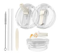 CloudValley 2 Pack Tumbler Flip Straw Lid Replacement for Stanley Quencher 30 oz, Spill-Proof Lids with Tritan Straw, [Detachable & Easy to Clean] Reusable Anti-Leak Cup Cover Accessories,White