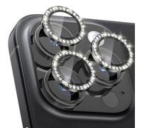 CloudValley [3 for iPhone 15 Pro / 15 Pro Max Camera Lens Protector, Ultra-HD Tempered Glass Camera Cover [Case-Friendly] Metal Individual Lens Screen Protective Ring, Diamond Natural Titanium