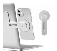 CloudValley Adjustable Laptop Stand, Magnetic Phone Holder, Aluminum Slim Computer Monitor Side Mount Clip for iPhone MagSafe Series & All Phones, Portable Foldable Computer Expansion Bracket, Silver