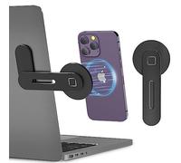 CloudValley Adjustable Laptop Stand, Magnetic Phone Holder, Aluminum Slim Computer Monitor Side Mount Clip for iPhone MagSafe Series & All Phones, Portable Foldable Computer Expansion Bracket, Black