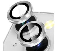CloudValley Camera Lens Protector Compatible with iPhone 14/iPhone 14 Plus, [Tempered Glass & 9H Hardness] HD Tempered Glass and Aluminium Alloy Camera Protector - Silver