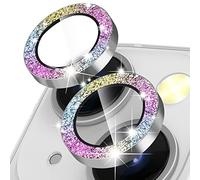 CloudValley Camera Lens Protector Compatible with iPhone 14/iPhone 14 Plus, [Tempered Glass & 9H Hardness] HD Tempered Glass and Aluminium Alloy Camera Protector - GlitterColor