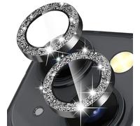 CloudValley Camera Lens Protector Compatible with iPhone 14/iPhone 14 Plus, [Tempered Glass & 9H Hardness] HD Tempered Glass and Aluminium Alloy Camera Protector - GlitterBlack
