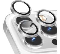 CloudValley Camera Lens Protector Designed for iPhone 13 Pro/13 Pro Max, Tempered Glass Film, Aluminum Alloy Lens Protective Cover, Silver