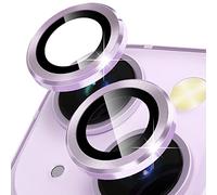 CloudValley Camera Lens Protector for iPhone 14 (6.1 inch) and iPhone 14 Plus (6.7 inch), 9H Tempered Glass Metal Ring Camera Cover Film [Case Friendly Anti-Scratch High Definition], Lilac