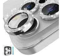 CloudValley Camera Lens Protector for iPhone 14 Pro (6.1 inch) and iPhone 14 Pro Max (6.7 inch), 9H Tempered Glass Metal Ring Camera Cover Film [Case Friendly Anti-Scratch HD Clear], Glitter Silver