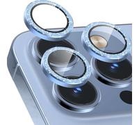 CloudValley Camera Protection Compatible with iPhone 13 Pro/Pro Max, Aluminium Alloy Camera Protective Film, Bubble-Free, Glitter, Sierra Blue