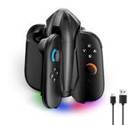 CloudValley Charging Dock Station for Nintendo Switch 2 with LED Light Bar, Switch Joy-Con Controller Grip Charger for Fast Charging, Black