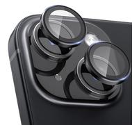 CloudValley for iPhone 15 Plus/iPhone 15 Camera Lens Protector, Ultra-HD Tempered Glass Camera Cover [Case-Friendly] Metal Individual Lens Screen Protective Ring, Black