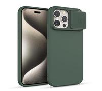 CloudValley for iPhone 15 Pro Case, Liquid Silicone Shockproof Slim Cases with Camera Cover, Anti-Scratch Inside Soft Microfiber Lining 6.1 Inch, Green