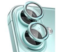 CloudValley for iPhone 16 /iPhone 16 Plus Camera Lens Protector, [1 Second Installaion] Ultra-HD Tempered Glass Cover, [Case-Friendly] Metal Lens Screen Protective Ring Accessories,Teal