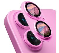 CloudValley for iPhone 16 /iPhone 16 Plus Camera Lens Protector, [AR+AF 98% Transmittance] [Full Coverage] Ultra-HD Tempered Glass Cover, Metal Lens Screen Protective,Pink