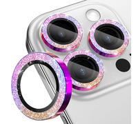 CloudValley for iPhone 16 Pro/iPhone 16 Pro Max Camera Lens Protector Bling, [Glitter Decoration] Ultra-HD Tempered Glass Cover, Metal Lens Screen Protective Ring Accessories,Color