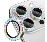 CloudValley for iPhone 16 Pro/iPhone 16 Pro Max Camera Lens Protector Bling, [Glitter Decoration] Ultra-HD Tempered Glass Cover, Metal Lens Screen Protective Ring Accessories,Sparkle