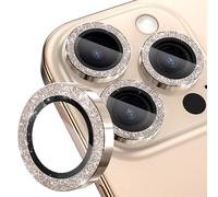 CloudValley for iPhone 16 Pro/iPhone 16 Pro Max Camera Lens Protector Bling, [Glitter Decoration] Ultra-HD Tempered Glass Cover, Metal Lens Screen Protective Ring,Desert Titanium