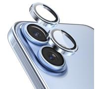 CloudValley for iPhone 17 Camera Lens Protector, [1 Second Installaion] Ultra-HD Tempered Glass Cover, [Case-Friendly] Metal Lens Screen Protective Ring, Mist Blue