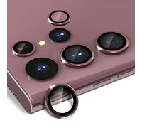 CloudValley for Samsung Galaxy S22 Ultra Camera Lens Protector [3+2], Anti Scratch HD Tempered Glass Back Camera Protective Film Ring Cover, Burgundy Red