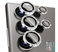 CloudValley for Samsung Galaxy S24 Ultra Camera Lens Protector, 9H Tempered Glass & Ultra-Thin Aluminum Alloy Individual Lens Screen Protective Cover for S24 Ultra 5G 2024, Glitter