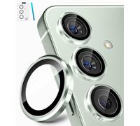 CloudValley for Samsung Galaxy S25 Camera Lens Protector, 9H Tempered Glass + Aluminum Alloy Metal Individual Lens Protective Ring, [1 Second Installaion] Ultra-HD Tempered Glass Cover,Mint