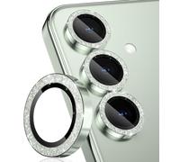 CloudValley for Samsung Galaxy S25 Camera Lens Protector Bling, 9H Tempered Glass + Aluminum Alloy Metal Individual Lens Protective Ring [Glitter Decoration] Ultra-HD Tempered Glass Cover,Glitter Mint