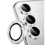 CloudValley for Samsung Galaxy S25 Camera Lens Protector, HD Clear, Scratch-Resistant, Ultra-Thin Tempered Glass with Aluminum Edging, Case-Friendly Screen Cover Film,Glitter Silver