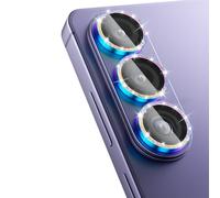 CloudValley for Samsung Galaxy S26 Camera Lens Protector Bling, 9H Tempered Glass + Aluminum Alloy Lens Protective Ring [Glitter Decoration] Ultra-HD Tempered Glass Cover, Glitter Colorful