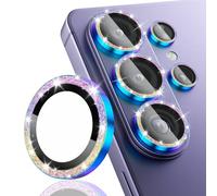CloudValley for Samsung Galaxy S26 Ultra Camera Lens Protector Bling, 9H Tempered Glass + Aluminum Alloy Lens Protective Ring [Glitter Decoration] Ultra-HD Tempered Glass Cover, Glitter Colorful