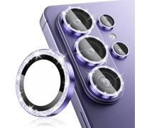 CloudValley for Samsung Galaxy S26 Ultra Camera Lens Protector Bling, 9H Tempered Glass + Aluminum Alloy Lens Protective Ring [Glitter Decoration] Ultra-HD Tempered Glass Cover, Glitter Purple