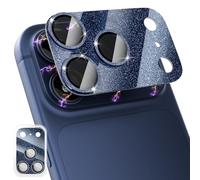 CloudValley Glitter Camera Lens Protector for iPhone 17 Pro 6.3-Inch, Full Coverage 9H Tempered Glass Ring Cover, AR+AF Lens Tempered Glass Plate & 9H Hardness, (1-Pack) Bling Blue