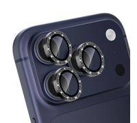 CloudValley Glitter Camera Lens Protector for iPhone 17 Pro/iPhone 17 Pro Max, Anti-Scratch HD Tempered Glass, Shatterproof Metal Ring Cover, Easy Installation, Glitter Titanium Black