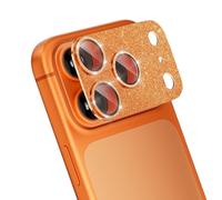 CloudValley Glitter Camera Lens Protector for iPhone 17 Pro Max 6.9-Inch, Full Coverage 9H Tempered Glass Ring Cover, AR+AF Lens Tempered Glass Plate & 9H Hardness, (1-Pack) Bling Orange