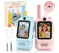 CloudValley Kids Video Walkie Talkies, [Dual Camera] 2 Pack Rechargeable Walkie-Talkie Toys with One-on-One Pairing, 1900 ft Long Range, Birthday Gifts for Boys & Girls Ages 3-12 (Blue/Pink)