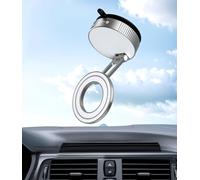 CloudValley Magnetic Phone Holder for Car, 360°Rotatable Foldable Phone Mount with Strong Vacuum Suction Cup, Universal Stand for iPhone 16/15/14, Samsung Compatible with Mirror, Windscreen, Silver