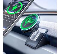 CloudValley Magnetic Qi2 15W Wireless Charger Phone Mount for Tesla Model 3 Highland Model Y Juniper, Strong Grip, 360° Adjustable, Dashboard Car Charger Holder 2025, Design for iPhone Magsafe 17-12