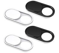 CloudValley Metal Webcam Cover, 0.6mm Ultra-Thin Metal Slider Camera Cover Accessory for Laptop, MacBook Pro*, MacBook Air, iPad Air, Phone, Tablet, Mac, PC, [2 Black + 2 White]
